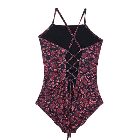 Albion Mini Roses Floral Swim Poolside No Underwire One Piece Swimsuit Women's M - Picture 2 of 4